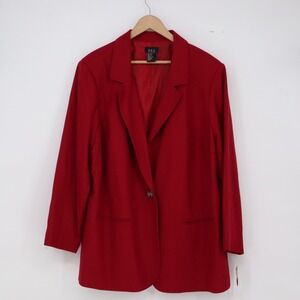 R.Q.T. Woman Blazer Womens 20W Wool Rio Red Single Button NWT